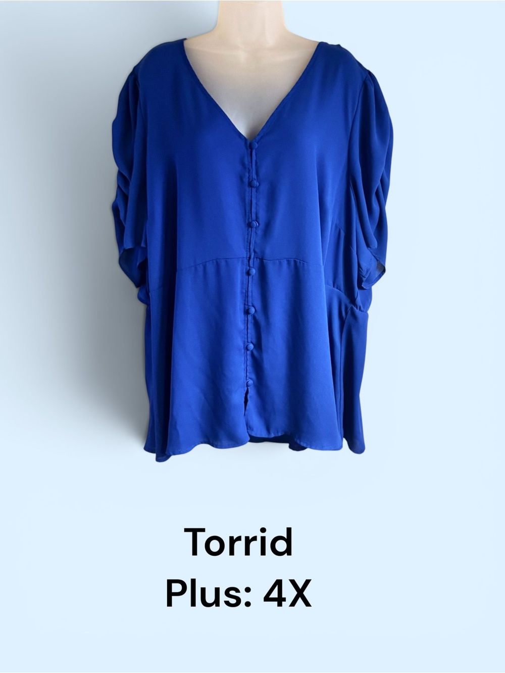 TORRID Royal Blue V-Neck Blouse  PLUS: 4X   #Y